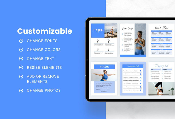 Ladystrategist 30 Page Fitness Program Template Violet Sky Editable Canva Templates instagram canva templates social media templates etsy free canva templates