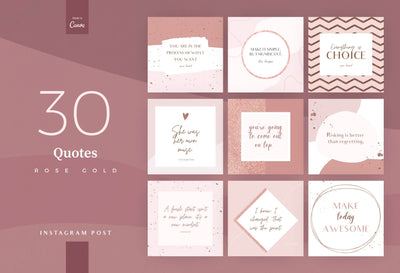 Ladystrategist 30 Quotes Rose Gold Instagram Engagement Booster Post Canva Templates instagram canva templates social media templates etsy free canva templates