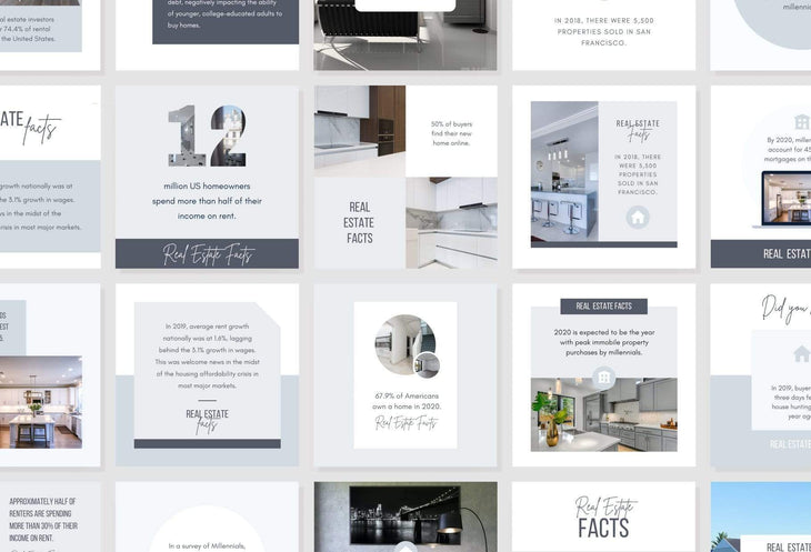 Ladystrategist 30 Real Estate Facts - Instagram Post Canva Templates instagram canva templates social media templates etsy free canva templates