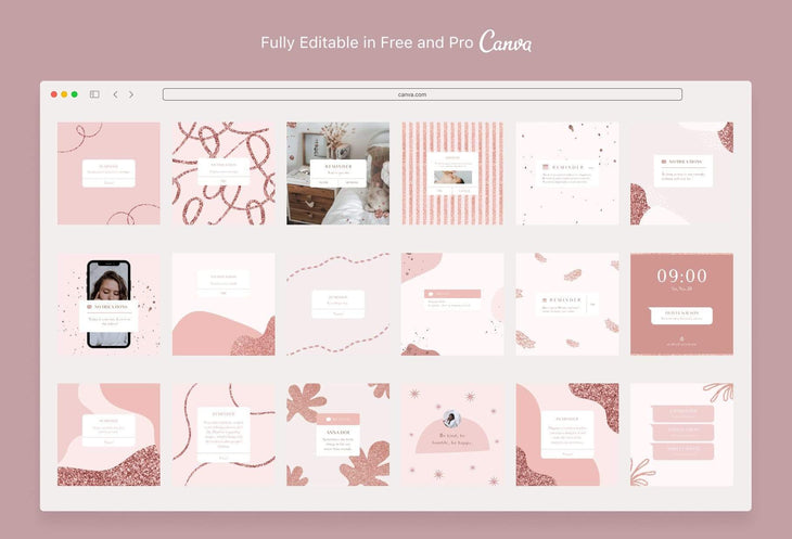 Ladystrategist 30 Reminders and Notifications Rose Gold Instagram Engagement Booster Post Canva Templates instagram canva templates social media templates etsy free canva templates