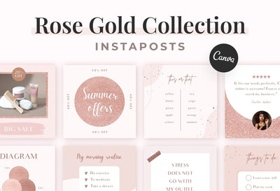 Ladystrategist 30 Rose Gold Instagram Posts Canva Templates instagram canva templates social media templates etsy free canva templates