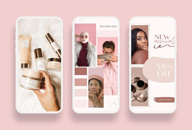 Ladystrategist 30+ Rose Gold Instagram Stories - Canva Templates instagram canva templates social media templates etsy free canva templates