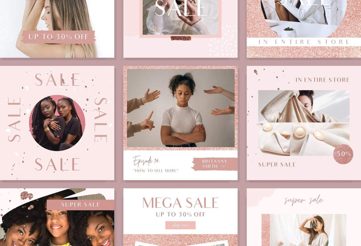 Ladystrategist 30 Sales Events and Promos Rose Gold Instagram Engagement Booster Post Canva Templates instagram canva templates social media templates etsy free canva templates