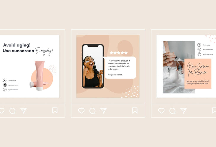Ladystrategist 30 Skin Care Instagram Post Canva Templates instagram canva templates social media templates etsy free canva templates