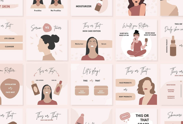 Ladystrategist 30 Skincare THIS OR THAT / Would you rather - Instagram Post Canva Templates instagram canva templates social media templates etsy free canva templates