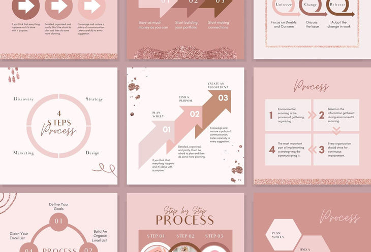Ladystrategist 30 Step by Step Process Rose Gold Instagram Engagement Booster Post Canva Templates instagram canva templates social media templates etsy free canva templates