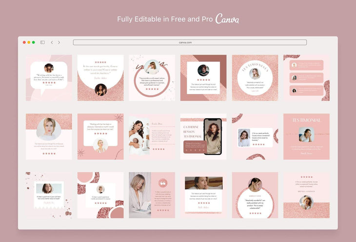 Ladystrategist 30 Testimonials Rose Gold Instagram Engagement Booster Post Canva Templates instagram canva templates social media templates etsy free canva templates