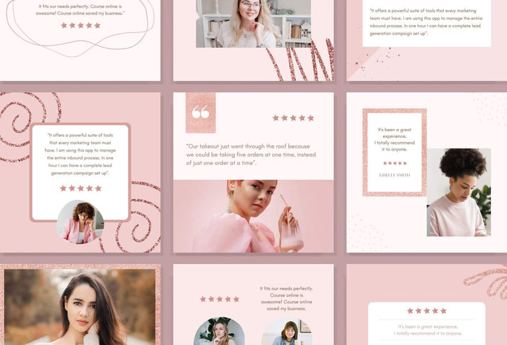 Ladystrategist 30 Testimonials Rose Gold Instagram Engagement Booster Post Canva Templates instagram canva templates social media templates etsy free canva templates
