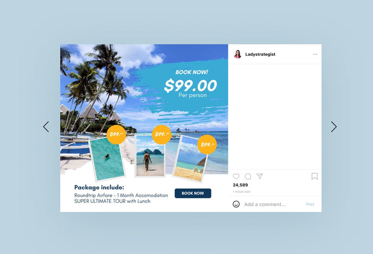 Ladystrategist 30 Travel Instagram Post Canva Templates V2 instagram canva templates social media templates etsy free canva templates