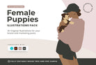 Ladystrategist 30 Unique Female Puppies Dogs Illustrations Fully Editable in Canva instagram canva templates social media templates etsy free canva templates