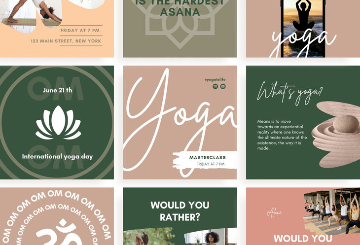 Ladystrategist 30 Yoga Instagram Post Editable Canva Templates instagram canva templates social media templates etsy free canva templates