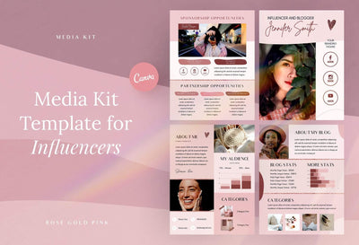 Ladystrategist 4 Page Media Kit Canva Template for Influencers Rose Gold instagram canva templates social media templates etsy free canva templates