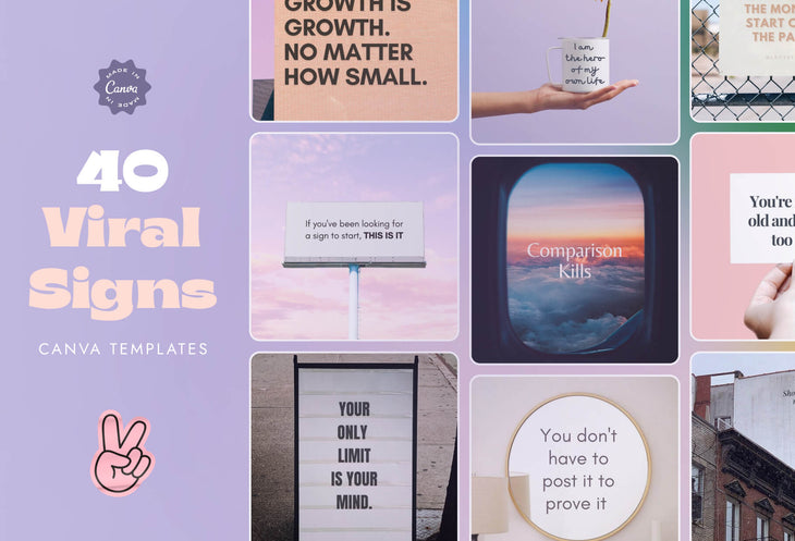 Ladystrategist 40 Viral Signs Social Media Canva Templates to Boost Engagement Bundle instagram canva templates social media templates etsy free canva templates