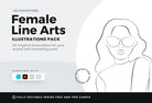 Ladystrategist 50 Female Line Arts Illustrations - Fully Editable in Canva instagram canva templates social media templates etsy free canva templates