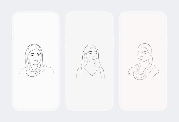 Ladystrategist 50 Outline Female Illustrations - Fully Editable in Canva instagram canva templates social media templates etsy free canva templates