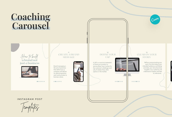 Ladystrategist Amelia Coaching 6-Page Carousel Canva Template instagram canva templates social media templates etsy free canva templates