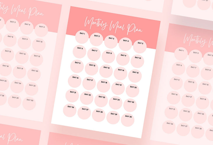 Ladystrategist American Pink Monthly Meal Plan Calendar Printable and Editable Canva Template instagram canva templates social media templates etsy free canva templates