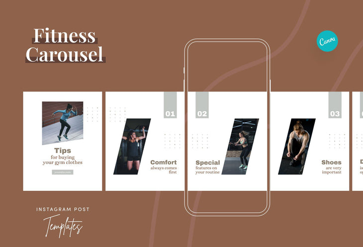 Ladystrategist Arya Fitness 6-Page Carousel Canva Template instagram canva templates social media templates etsy free canva templates