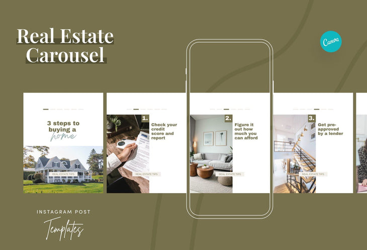 Ladystrategist Aurora Real Estate 6-Page Carousel Canva Template instagram canva templates social media templates etsy free canva templates