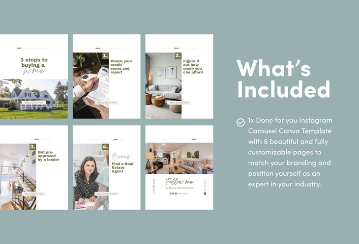 Ladystrategist Aurora Real Estate 6-Page Carousel Canva Template instagram canva templates social media templates etsy free canva templates