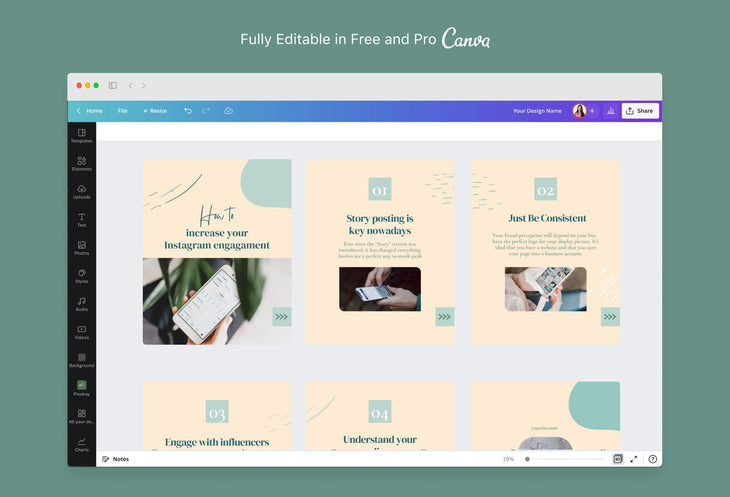 Ladystrategist Ava Coaching 6-Page Carousel Canva Template instagram canva templates social media templates etsy free canva templates