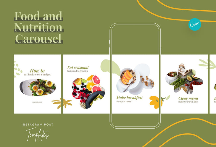 Ladystrategist Avery Food and Nutrition 6-Page Carousel Canva Template instagram canva templates social media templates etsy free canva templates