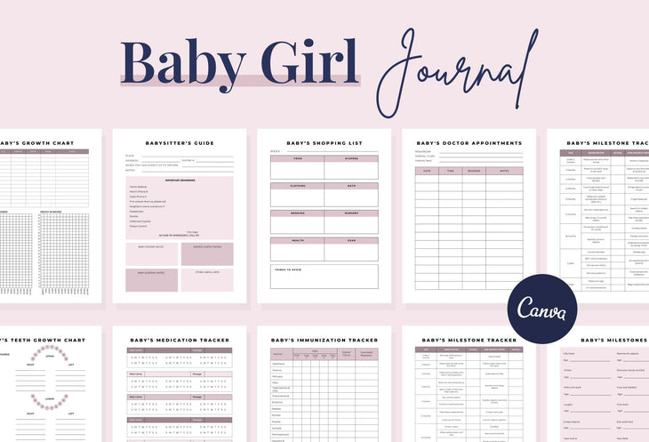 Ladystrategist Baby Girl Journal Canva Template instagram canva templates social media templates etsy free canva templates
