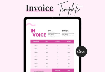Ladystrategist Barbie Pink Invoice Canva Template Printable and Editable instagram canva templates social media templates etsy free canva templates