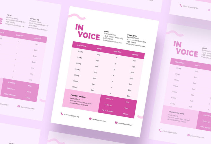 Ladystrategist Barbie Pink Invoice Canva Template Printable and Editable instagram canva templates social media templates etsy free canva templates