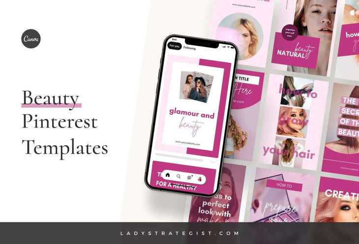 Ladystrategist Beauty Pinterest Template instagram canva templates social media templates etsy free canva templates