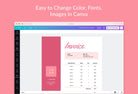 Ladystrategist Blush Pink Invoice Canva Template Printable and Editable instagram canva templates social media templates etsy free canva templates
