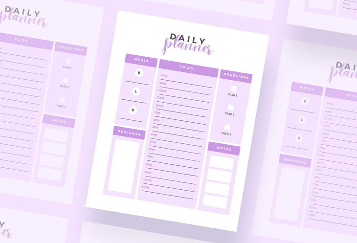 Ladystrategist Bright Lilac Daily Planner Printable and Editable Canva Template instagram canva templates social media templates etsy free canva templates