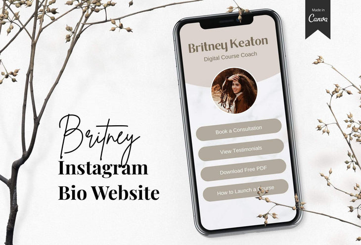 Ladystrategist Britney Instagram Link in Bio Canva Landing Page Website instagram canva templates social media templates etsy free canva templates