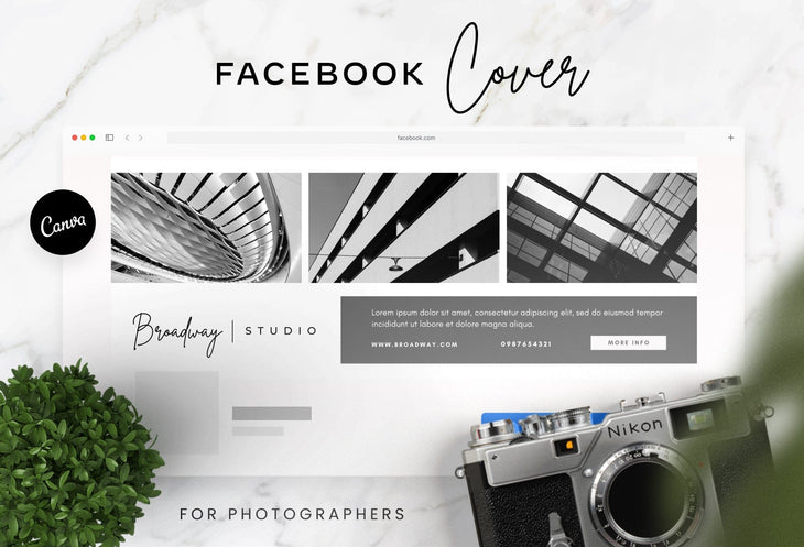 Ladystrategist Broadway Studio Facebook Cover for Photographers Editable Canva Template instagram canva templates social media templates etsy free canva templates