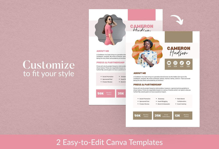 Ladystrategist Cameron Media Kit Canva Template for Influencers instagram canva templates social media templates etsy free canva templates