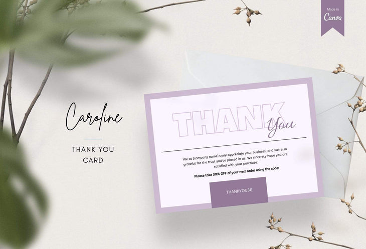 Ladystrategist Caroline Printable Thank You Card Packaging Insert Note Canva Template instagram canva templates social media templates etsy free canva templates