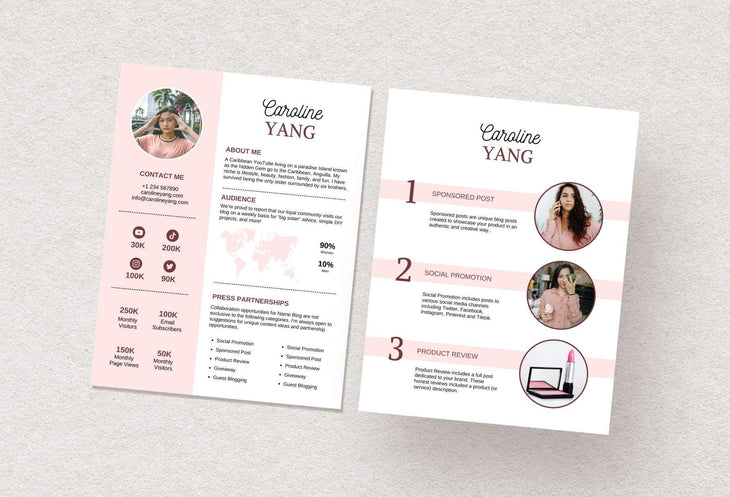 Ladystrategist Caroline Yang Media Kit Canva Template for Influencers instagram canva templates social media templates etsy free canva templates
