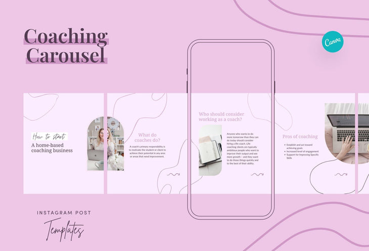 Ladystrategist Charlotte Coaching 6-Page Carousel Canva Template instagram canva templates social media templates etsy free canva templates