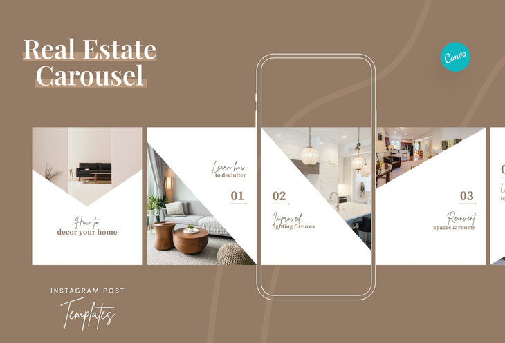Ladystrategist Chloe Real Estate 6-Page Carousel Canva Template instagram canva templates social media templates etsy free canva templates