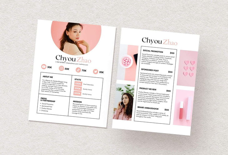 Ladystrategist Chyou Zhao Media Kit Canva Template for Influencers instagram canva templates social media templates etsy free canva templates