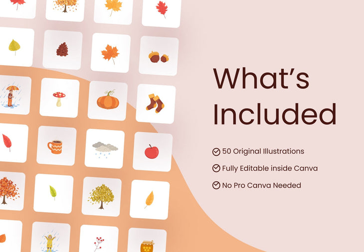 Ladystrategist Copy of 50 Unique Fall Illustrations and Elements Fully Editable in Canva instagram canva templates social media templates etsy free canva templates
