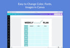 Ladystrategist Crystal Weekly Meal Planner Printable and Editable Canva Template instagram canva templates social media templates etsy free canva templates