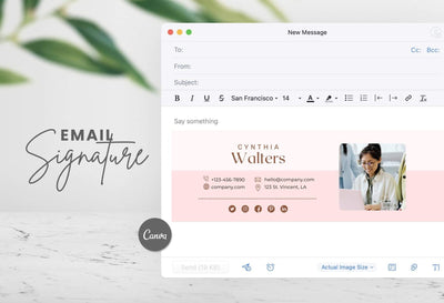 Ladystrategist Cynthia Email Signature Template Editable Canva Template Rose Gold instagram canva templates social media templates etsy free canva templates