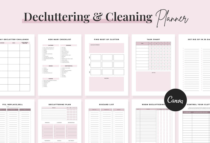 Ladystrategist Decluttering and Cleaning Planner Canva Template instagram canva templates social media templates etsy free canva templates