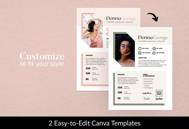Ladystrategist Donna Media Kit Canva Template for Influencers instagram canva templates social media templates etsy free canva templates