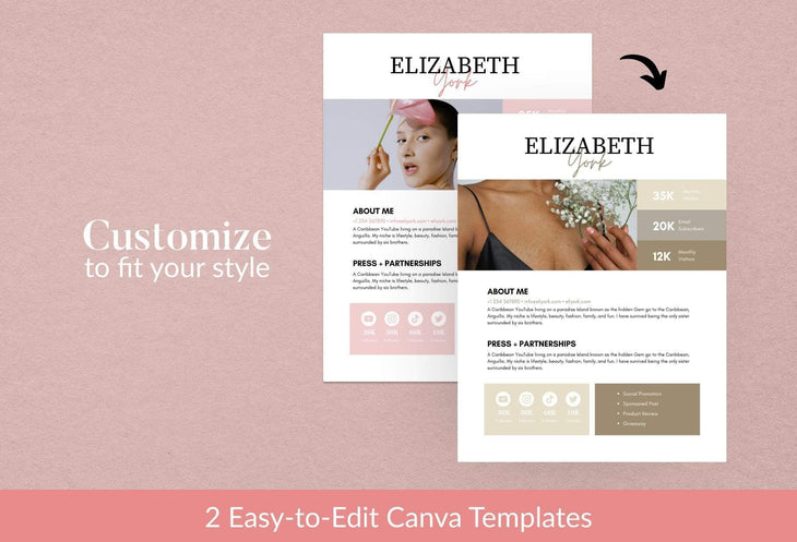 Ladystrategist Elizabeth Media Kit Canva Template for Influencers instagram canva templates social media templates etsy free canva templates