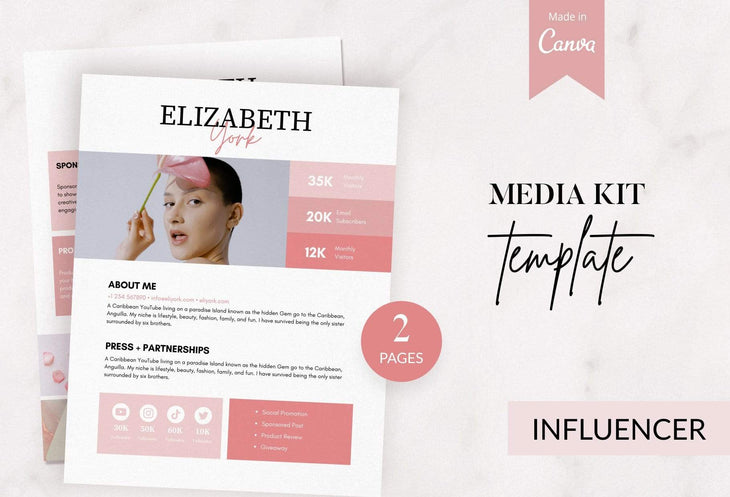 Ladystrategist Elizabeth York Media Kit Canva Template for Influencers instagram canva templates social media templates etsy free canva templates
