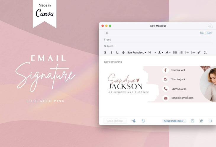 Ladystrategist Email Signature Template Editable Canva Template Rose Gold instagram canva templates social media templates etsy free canva templates