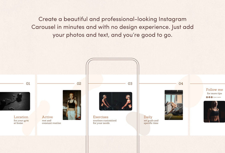 Ladystrategist Emilia Fitness 6-Page Carousel Canva Template instagram canva templates social media templates etsy free canva templates