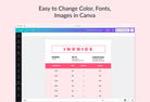 Ladystrategist Fiery Rose Invoice Canva Template Printable and Editable instagram canva templates social media templates etsy free canva templates